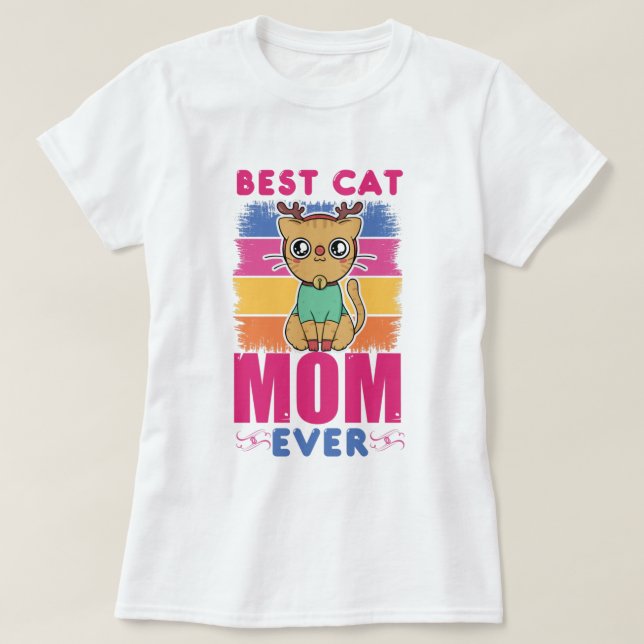 Bästa Kat Mamma någonsin T Shirt (Design framsida)