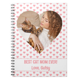 Bästa Kat Mamma Rosa Heart Mönster med Photo Anteckningsbok