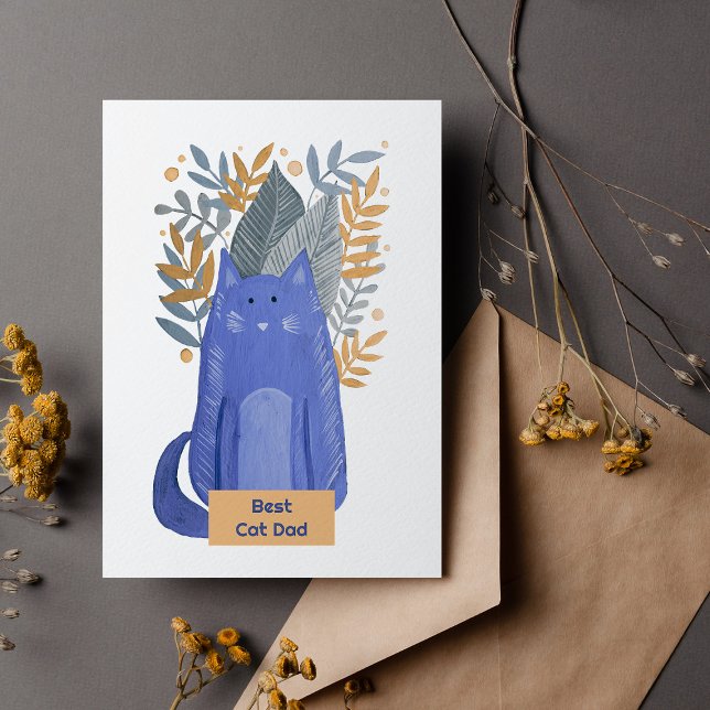 Bästa Kat Pappa Cat och grenar illustration Helgda Julkort (Skapare uppladdad)