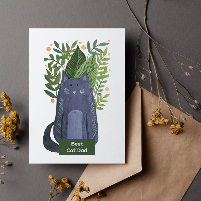 Bästa Kat Pappa Cat och grenar illustration Helgda Julkort (Skapare uppladdad)