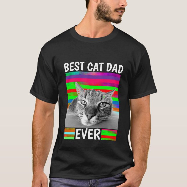 BÄSTA KAT PAPPA EVER MÖRK MANAR T-Shirt (Framsida)