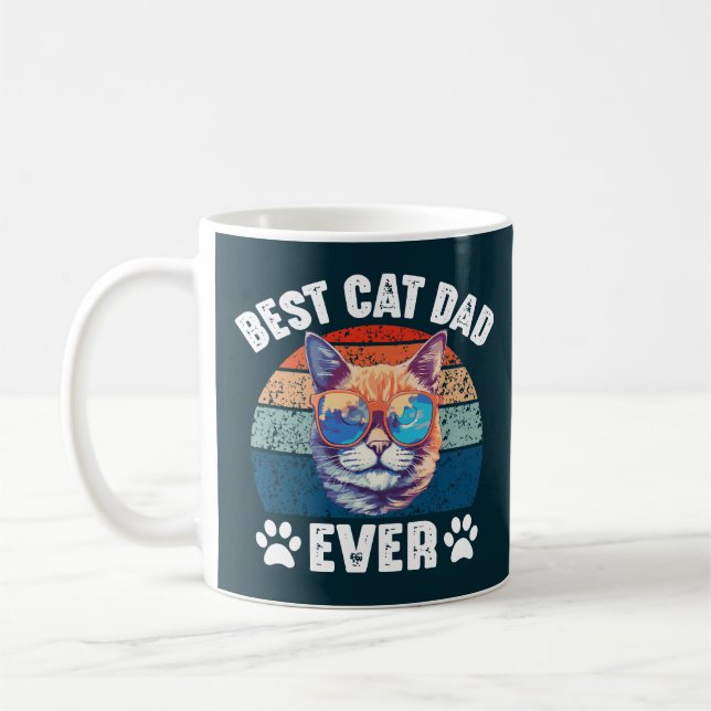 Bästa Kat Pappa någonsin funny kattunge Ansikte Ca Kaffemugg (Vänster)