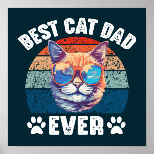 Bästa Kat Pappa någonsin funny kattunge Ansikte Ca Poster