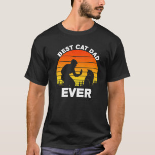 Bästa Kat Pappa någonsin Retro Sunset T Shirt
