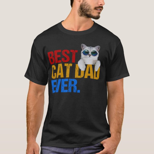Bästa Kat Pappa någonsin Roligt Kat ägare Far Katt T Shirt (Framsida)