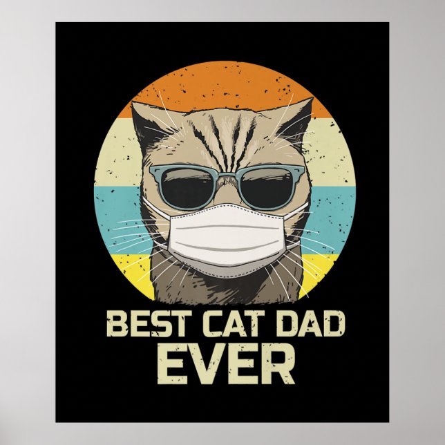 Bästa Kat Pappa någonsin | Solglasögon Ansikte Mas Poster (Framsidan)