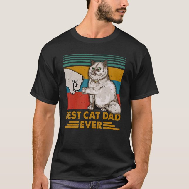 Bästa Kat Pappa någonsin Tass - knapp pappa Kat Ow T Shirt (Framsida)