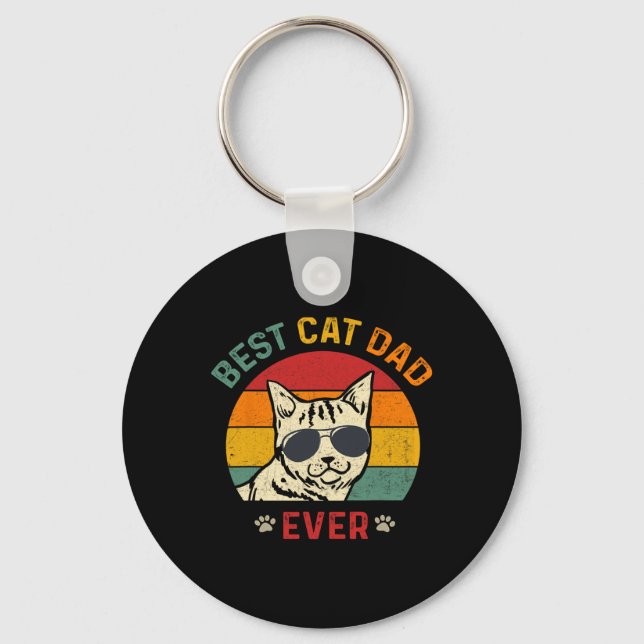 Bästa Kat Pappa någonsin Tee Cat Pappa Fars dag Nyckelring (Framsida)