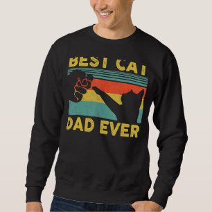 Bästa Kat Pappa någonsin-Vintage-klumpan Fit Fars Lång Ärmad Tröja