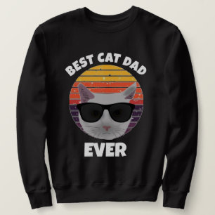 BÄSTA KAT PAPPA-VINTAGE-RETRO CIRCLE T-Shirts Lång Ärmad Tröja
