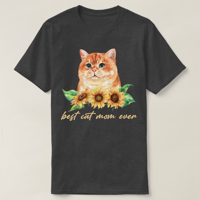 Bästa katt Mamma någonsin Cute Solros Cat Lovers  T Shirt (Design framsida)