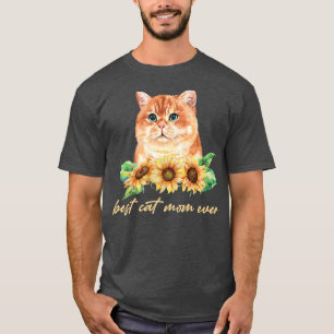 Bästa katt Mamma någonsin Cute Solros Cat Lovers T Shirt