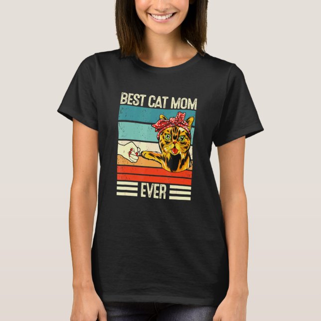 Bästa katt-Mamma någonsin för katt-Mamma med kute- T Shirt (Framsida)