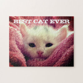 Bästa katt någonsin-Personligen - Rosa-Blanket för Pussel