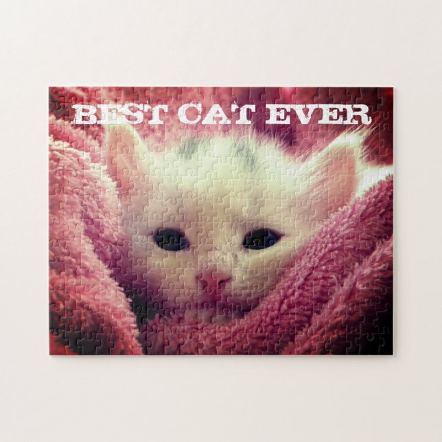 Bästa katt någonsin-Personligen - Rosa-Blanket för Pussel (Horisontell)