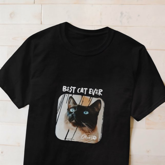 Bästa katt någonsin Pets Modern Grunge Coola Photo T Shirt (Skapare uppladdad)