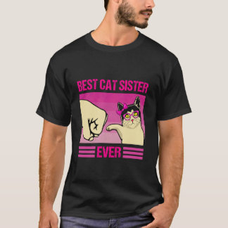 Bästa katt-syster någonsin Retro söt katt knytnäve T Shirt