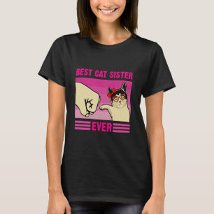 Bästa katt syster någonsin Rolig Retro Katt Knutna T Shirt