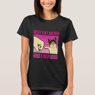 Bästa katt syster någonsin Rolig Retro Katt knytnä T Shirt