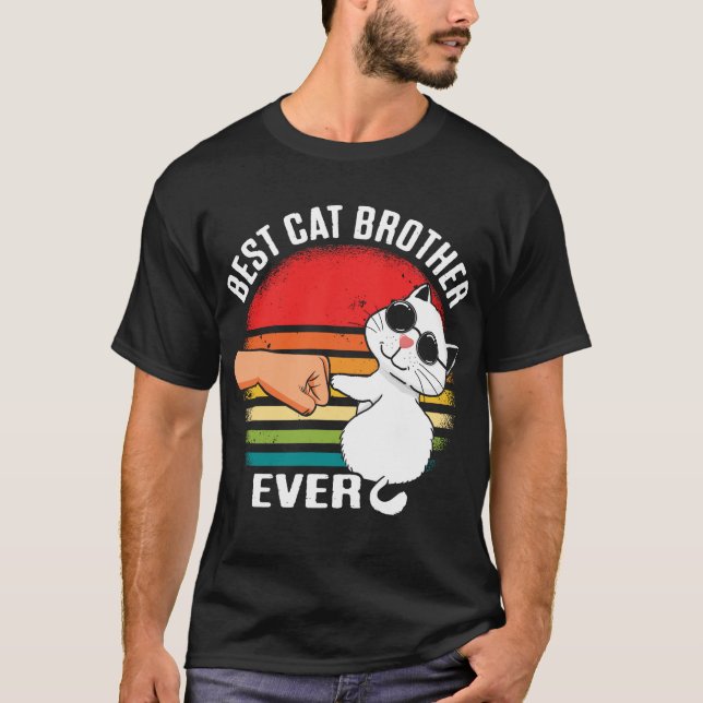 Bästa kattbrodern någonsin i Retro Kattunge T Shirt (Framsida)