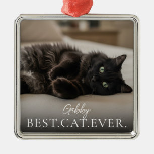 Bästa katten någonsin Ditt husdjurs namn och foto Julgransprydnad Metall