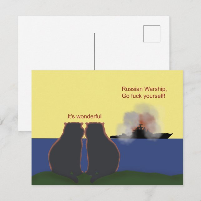 Bästa katter tittar på ett ryskt krigsfartyg. vykort (Fram/baksida)