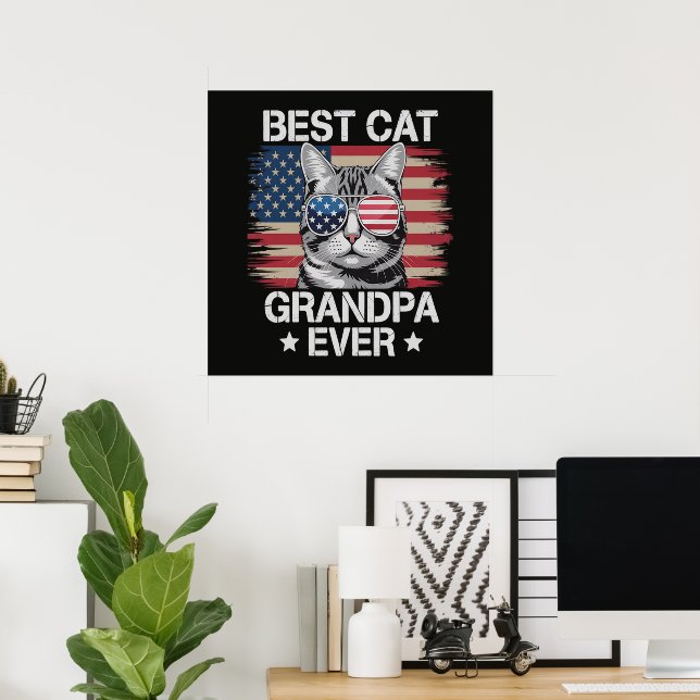 Bästa kattfarfar någonsin amerikan poster (Hemmakontoret)