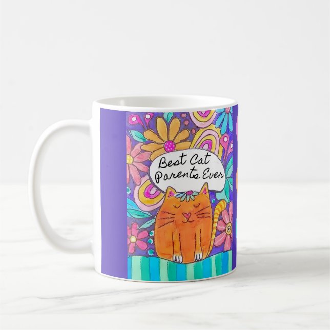 Bästa kattföräldrar någonsin presentmugg kaffemugg (Vänster)