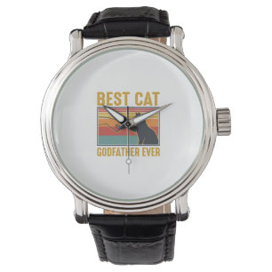 Bästa kattgudfar någonsin Vintage kattvektordesign Armbandsur