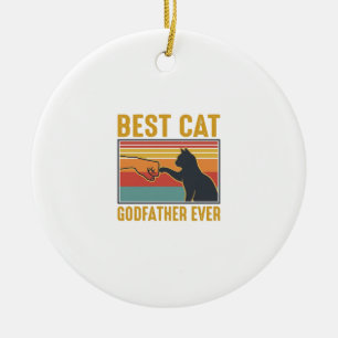 Bästa kattgudfar någonsin Vintage kattvektordesign Julgransprydnad Keramik