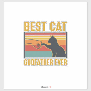 Bästa kattgudfar någonsin Vintage kattvektordesign Klistermärken