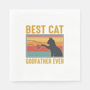 Bästa kattgudfar någonsin Vintage kattvektordesign Pappersservett