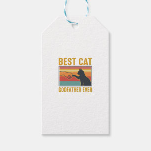 Bästa kattgudfar någonsin Vintage kattvektordesign Presentetikett