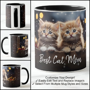 Bästa kattmamma En fotomall med elegant text Mugg