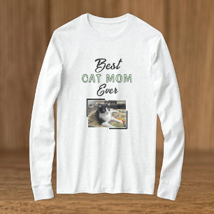 Bästa kattmamma foto svart grön t shirt