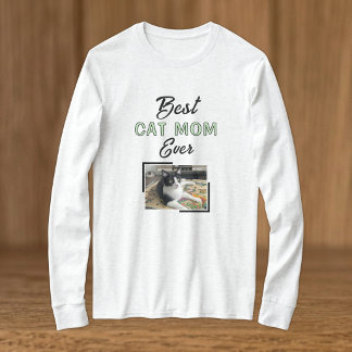 Bästa kattmamma foto svart grön t shirt