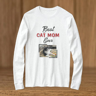 Bästa kattmamma foto svart rött t shirt