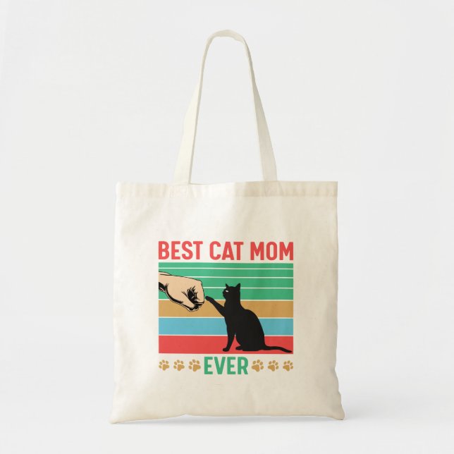bästa kattmamma | kattälskare design tygkasse (Framsidan)