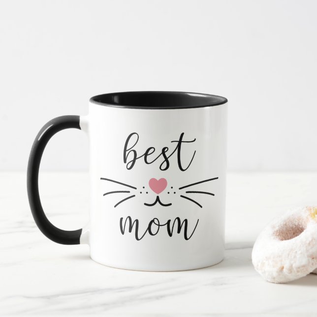 Bästa Kattmamma Kitty Ansikte Mugg (Med munk)