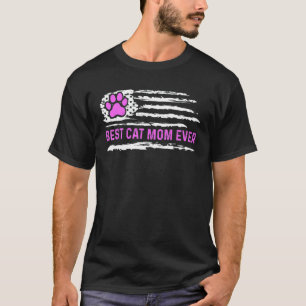 Bästa kattmamma någonsin amerikansk flagga katt mo t shirt