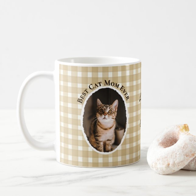 Bästa kattmamma någonsin Anpassa rolig söt 2 husdj Kaffemugg (Med munk)