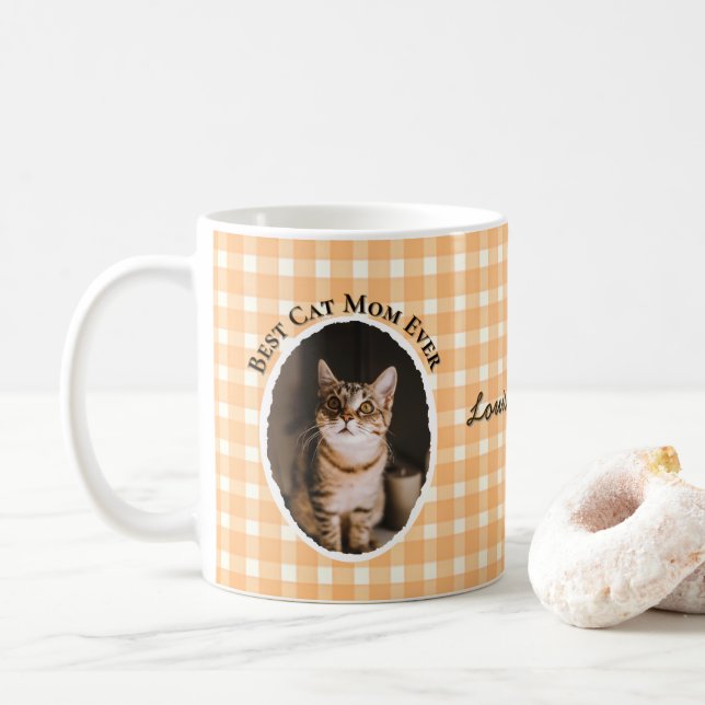 Bästa kattmamma någonsin Anpassa rolig söt 2 husdj Kaffemugg (Med munk)