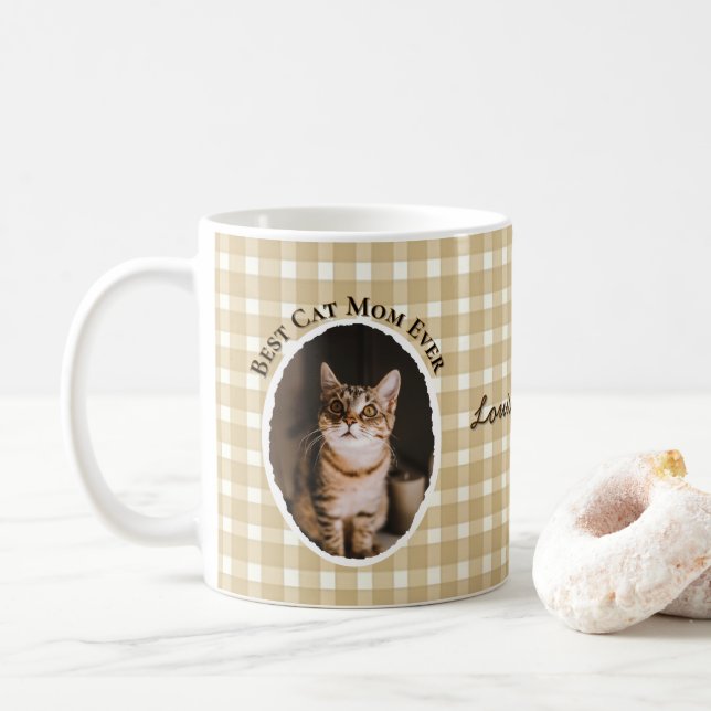 Bästa kattmamma någonsin Anpassade roliga söta 2 h Kaffemugg (Med munk)