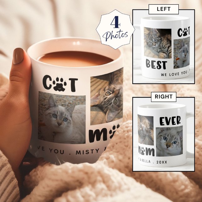 BÄSTA KATTMAMMA NÅGONSIN Fotokollage Personlig Kaffemugg (Skapare uppladdad)