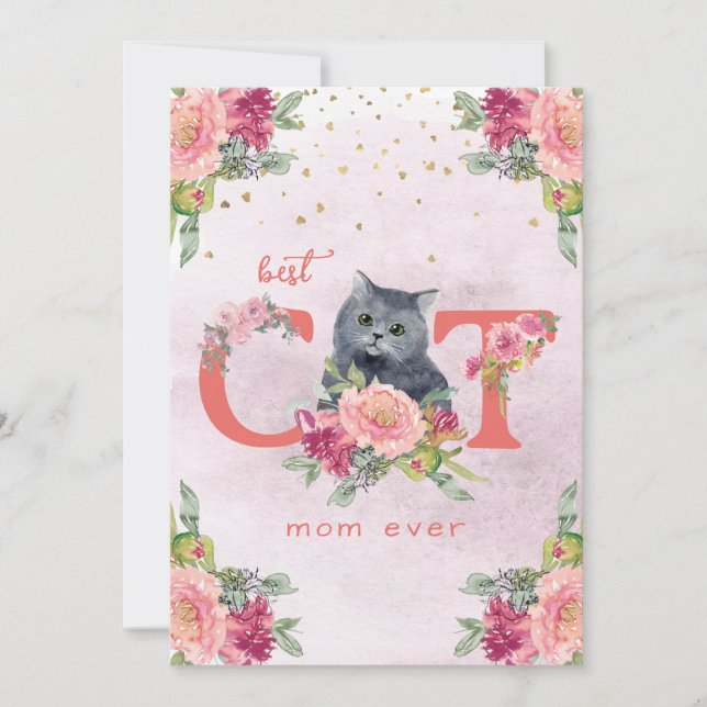 Bästa kattmamma någonsin Kattungeillustration Mors Julkort (Framsida)