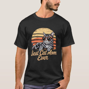 Bästa kattmamma någonsin - Söt retro solnedgång Ka T Shirt
