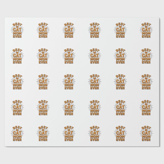 Bästa kattmamma någonsin Vintage gravyrdesign_1 Presentpapper (Platt)