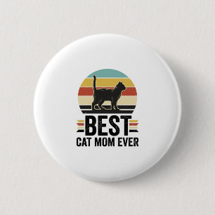 Bästa kattmamma någonsin Vintage svart katt retro Knapp