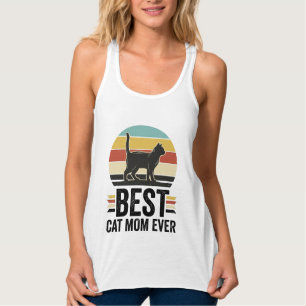 Bästa kattmamma någonsin Vintage svart katt retro  Linne Med Racerback