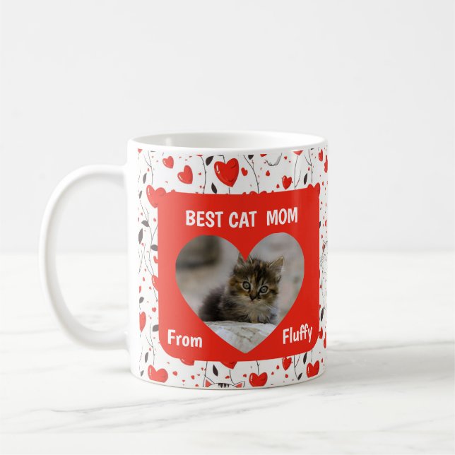 Bästa kattmamma pappa valentin foto kaffemugg (Vänster)